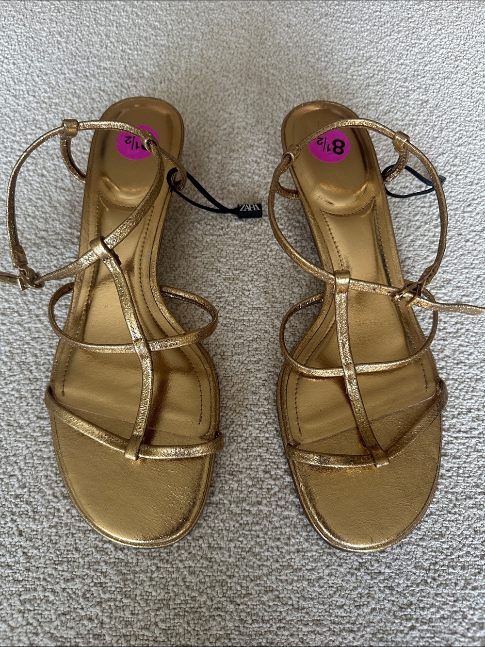 Zara Gold Strappy Women's Sandals. Brand new.